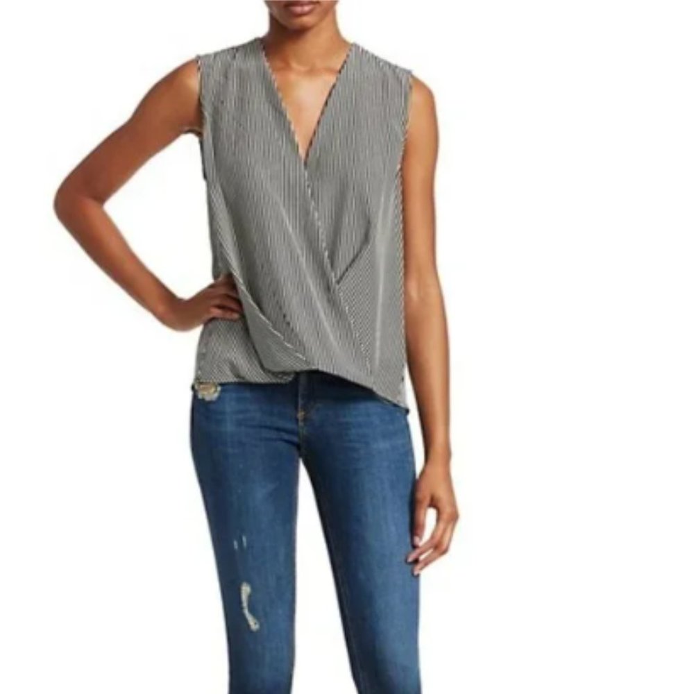 Rag and Bone Victor Stripe Sleeveless Chiffon Blouse Small
